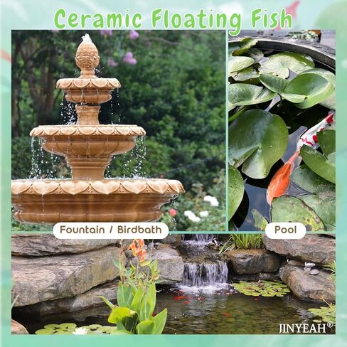 السيراميك العائمة السمك كوي 【الصين الصقيل الحرفية 】 ديكور البركة السيراميك وهمية الأسماك الذهبية كوي ديكور للبركة العائمة نافورة حمام الطيور حوض السمك وهمية 2 قطعة in Kuwait