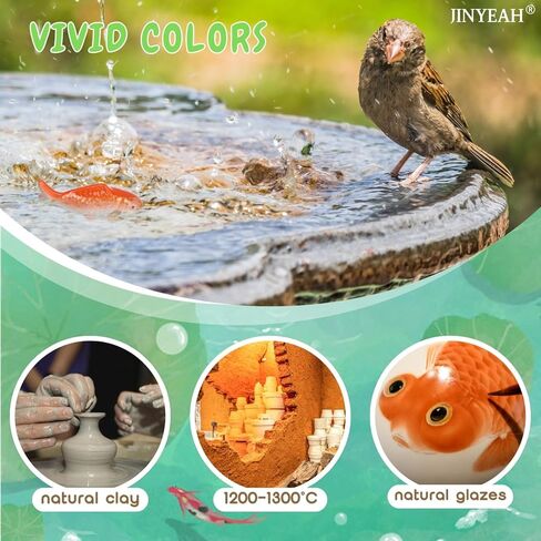 السيراميك العائمة السمك كوي 【الصين الصقيل الحرفية 】 ديكور البركة السيراميك وهمية الأسماك الذهبية كوي ديكور للبركة العائمة نافورة حمام الطيور حوض السمك وهمية 2 قطعة in Kuwait