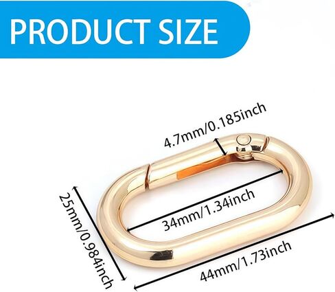 12 قطعة من مشابك سلسلة المفاتيح الذهبية وحلقات زنبركية - مشبك حلقة تثبيت آمن للمفاتيح، والحقيبة، وحزام المحفظة، والحرف اليدوية - خطافات معدنية متينة لديكورات حقائب اليد، وإكسسوارات DIY (1.73 بوصة × 0.98 بوصة) in Kuwait