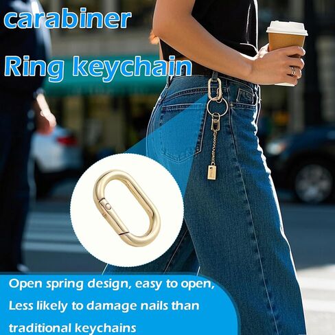 12 قطعة من مشابك سلسلة المفاتيح الذهبية وحلقات زنبركية - مشبك حلقة تثبيت آمن للمفاتيح، والحقيبة، وحزام المحفظة، والحرف اليدوية - خطافات معدنية متينة لديكورات حقائب اليد، وإكسسوارات DIY (1.73 بوصة × 0.98 بوصة) in Kuwait