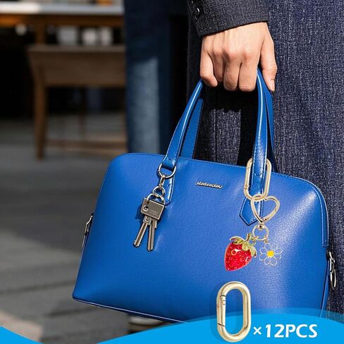 12 قطعة من مشابك سلسلة المفاتيح الذهبية وحلقات زنبركية - مشبك حلقة تثبيت آمن للمفاتيح، والحقيبة، وحزام المحفظة، والحرف اليدوية - خطافات معدنية متينة لديكورات حقائب اليد، وإكسسوارات DIY (1.73 بوصة × 0.98 بوصة) in Kuwait