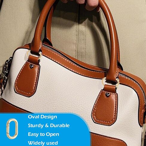 12 قطعة من مشابك سلسلة المفاتيح الذهبية وحلقات زنبركية - مشبك حلقة تثبيت آمن للمفاتيح، والحقيبة، وحزام المحفظة، والحرف اليدوية - خطافات معدنية متينة لديكورات حقائب اليد، وإكسسوارات DIY (1.73 بوصة × 0.98 بوصة) in Kuwait