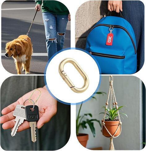 12 قطعة من مشابك سلسلة المفاتيح الذهبية وحلقات زنبركية - مشبك حلقة تثبيت آمن للمفاتيح، والحقيبة، وحزام المحفظة، والحرف اليدوية - خطافات معدنية متينة لديكورات حقائب اليد، وإكسسوارات DIY (1.73 بوصة × 0.98 بوصة) in Kuwait