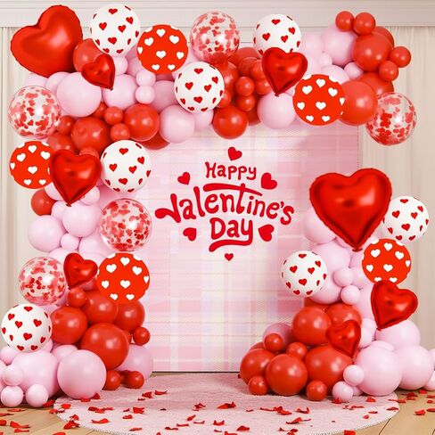 Valentines Day Balloon Arch Garland Kit, 120PCS Red Pink Heart Confetti Balloons with Red Heart Balloons for Valentine's Day Decorations Proposal Wedding Anniversary Engagement Party Decorations in Saudi Arabia