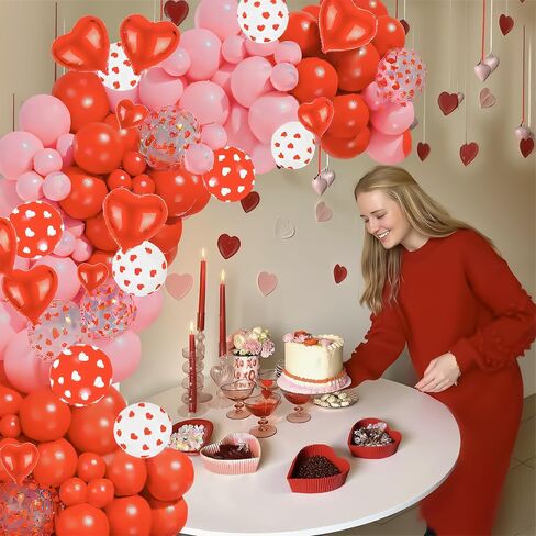 Valentines Day Balloon Arch Garland Kit, 120PCS Red Pink Heart Confetti Balloons with Red Heart Balloons for Valentine's Day Decorations Proposal Wedding Anniversary Engagement Party Decorations in Saudi Arabia
