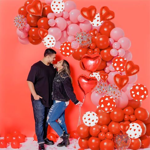 Valentines Day Balloon Arch Garland Kit, 120PCS Red Pink Heart Confetti Balloons with Red Heart Balloons for Valentine's Day Decorations Proposal Wedding Anniversary Engagement Party Decorations in Saudi Arabia