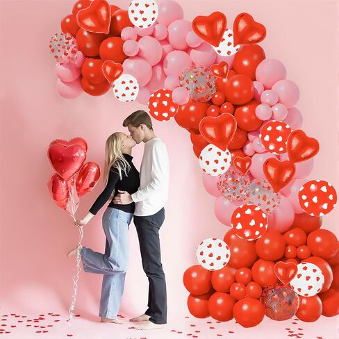Valentines Day Balloon Arch Garland Kit, 120PCS Red Pink Heart Confetti Balloons with Red Heart Balloons for Valentine's Day Decorations Proposal Wedding Anniversary Engagement Party Decorations in Saudi Arabia
