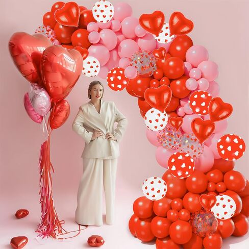 Valentines Day Balloon Arch Garland Kit, 120PCS Red Pink Heart Confetti Balloons with Red Heart Balloons for Valentine's Day Decorations Proposal Wedding Anniversary Engagement Party Decorations in Saudi Arabia