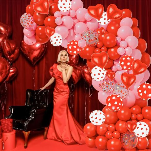 Valentines Day Balloon Arch Garland Kit, 120PCS Red Pink Heart Confetti Balloons with Red Heart Balloons for Valentine's Day Decorations Proposal Wedding Anniversary Engagement Party Decorations in Saudi Arabia