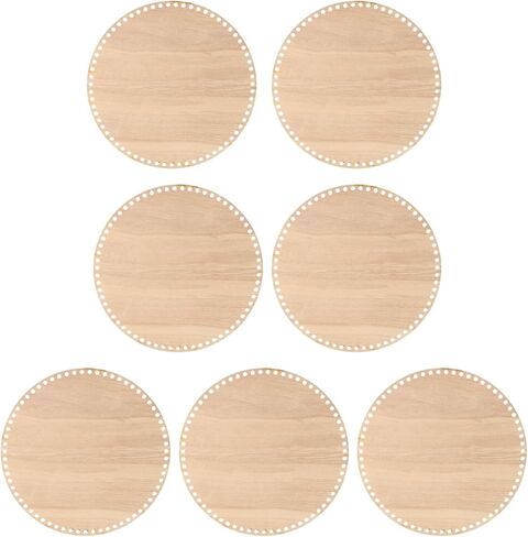 PATIKIL 10" Dia Crochet Basket Bottom, 7Pcs Round Crochet Knitting Wooden Base for DIY Craft Weaving Basket Making Supplies Home Decoration, Poplar Wood in Saudi Arabia