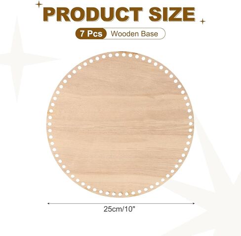 PATIKIL 10" Dia Crochet Basket Bottom, 7Pcs Round Crochet Knitting Wooden Base for DIY Craft Weaving Basket Making Supplies Home Decoration, Poplar Wood in Saudi Arabia