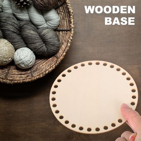 PATIKIL 10" Dia Crochet Basket Bottom, 7Pcs Round Crochet Knitting Wooden Base for DIY Craft Weaving Basket Making Supplies Home Decoration, Poplar Wood in Saudi Arabia