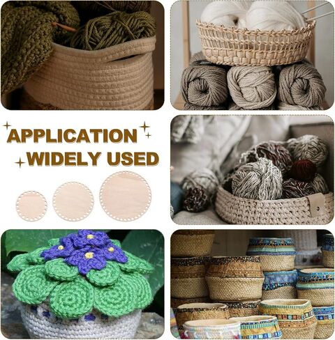 PATIKIL 10" Dia Crochet Basket Bottom, 7Pcs Round Crochet Knitting Wooden Base for DIY Craft Weaving Basket Making Supplies Home Decoration, Poplar Wood in Saudi Arabia