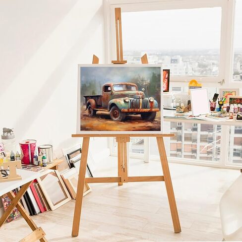 XTXGERL DIY Oil Paint by Numbers for Adults, Retro Car Truck Vintage Car, Rural Landscape, Painting by Number Kits, Acrylic Drawing Paintwork with Canvas for Beginners, 40x50cm in Saudi Arabia