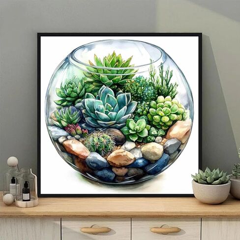 xcemhil Paint by Numbers Kit for Adults with Frame, Succulent Paint by Number for Adults, Adult Paint by Number Kits on Canvas for Gift Home Wall Decor 10x10in in Saudi Arabia