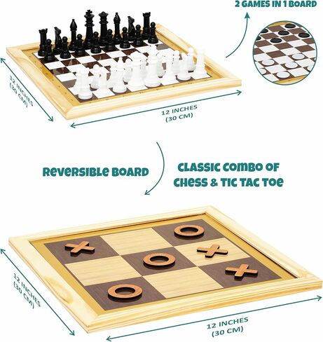 Ankit Toys & Games 5-in-1 Wooden Board Game Set Includes Ludo, Snakes & Ladders, Chess, Checkers, and Tic Tac Toe. Portable Fun for Kids, Adults and Family Game Nights | 2 Reversible Boards in Saudi Arabia