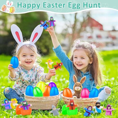 8 Pack Easter Eggs Filled Religious Finger Puppets Little Jesus Figures Toy Basket Stuffers Essential, Nativity Bible Toys Christian Easter Gift for kids Boys Girls Resurrection Eggs Hunt Party Favors in Saudi Arabia
