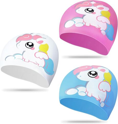 3 Pcs Kids Swim Caps for Boys Girls Age 2-12 Swimming Hat Pool Cap Child Swim Hat for Toddler Youth in Saudi Arabia