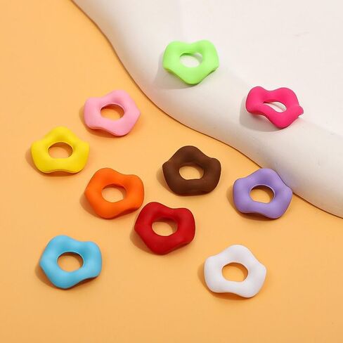 70pcs Acrylic Beads with Large Pre-Drilled Holes(Colour Mixture), Wavy Edge Design in Macaron Colors for DIY Jewelry, Beadable Pens, Keychains, Earrings, Lightweight Durable Craft Beads in Saudi Arabia