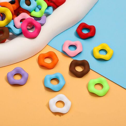 70pcs Acrylic Beads with Large Pre-Drilled Holes(Colour Mixture), Wavy Edge Design in Macaron Colors for DIY Jewelry, Beadable Pens, Keychains, Earrings, Lightweight Durable Craft Beads in Saudi Arabia