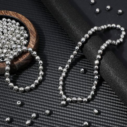 200Pcs Disco Ball Beads Round Silver Reflective Mirrorball Charms Mini Disco Ball Bracelet Necklace Jewelry Earrings Making Supplies for 70s 80s Costume DJ Dance Party, 8mm in Saudi Arabia