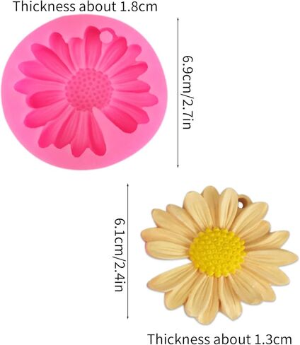 2PCS Daisy Flower Silicone Mold Chrysanthemum Mould 3D Flower Candle Mold for Cake Decoration Cupcake Toppers Candy Sugar Craft Gum Paste Clay Resin in Saudi Arabia