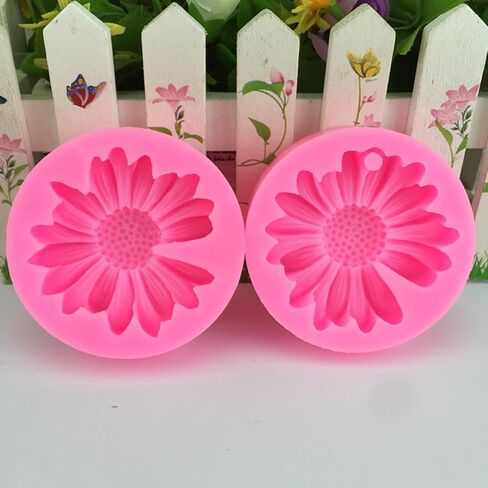 2PCS Daisy Flower Silicone Mold Chrysanthemum Mould 3D Flower Candle Mold for Cake Decoration Cupcake Toppers Candy Sugar Craft Gum Paste Clay Resin in Saudi Arabia