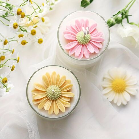 2PCS Daisy Flower Silicone Mold Chrysanthemum Mould 3D Flower Candle Mold for Cake Decoration Cupcake Toppers Candy Sugar Craft Gum Paste Clay Resin in Saudi Arabia