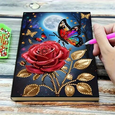 Rose Diamond Painting Notebook for Adults, A5 Diamonds Art Journal and DIY Sketchbook, Diamond Art Kit Supplies,Gift for Beginners, Craft Lovers, Artists. (Rose) in Kuwait