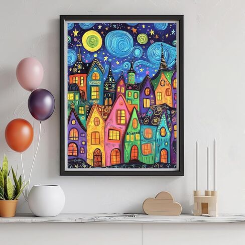 5D Diamond Art Kits for Adults - DIY Cottage Diamond Painting Kits, Full Round Drill - Crystal Embroidery Cross Stitch Craft for Wall Decor Christmas Gifts - 12x16 Inch A293 in Saudi Arabia
