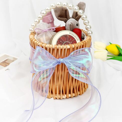 4 Rolls Laser Organza Ribbon 1-1/2 Inch Wide 10 Yards,Shimmer Sheer Chiffon Ribbon for Christmas Tree Gift Wrapping Bow Making Wedding Flower Bouquet Crafts(Blue Pink Purple Yellow in Saudi Arabia