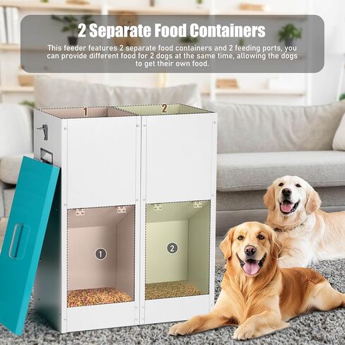 وحدة تغذية أوتوماتيكية للكلاب من الجاذبية لكلبين - لا تحتاج إلى تجميع، سعة 46 رطل، موزع طعام للكلاب ذاتي التغذية من المعدن المجلفن، وحدة تغذية مزدوجة للحيوانات الأليفة للاستخدام الخارجي والداخلي in Kuwait