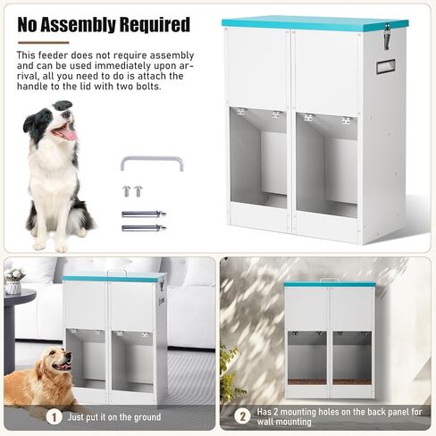 وحدة تغذية أوتوماتيكية للكلاب من الجاذبية لكلبين - لا تحتاج إلى تجميع، سعة 46 رطل، موزع طعام للكلاب ذاتي التغذية من المعدن المجلفن، وحدة تغذية مزدوجة للحيوانات الأليفة للاستخدام الخارجي والداخلي in Kuwait