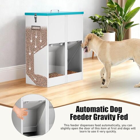 وحدة تغذية أوتوماتيكية للكلاب من الجاذبية لكلبين - لا تحتاج إلى تجميع، سعة 46 رطل، موزع طعام للكلاب ذاتي التغذية من المعدن المجلفن، وحدة تغذية مزدوجة للحيوانات الأليفة للاستخدام الخارجي والداخلي in Kuwait