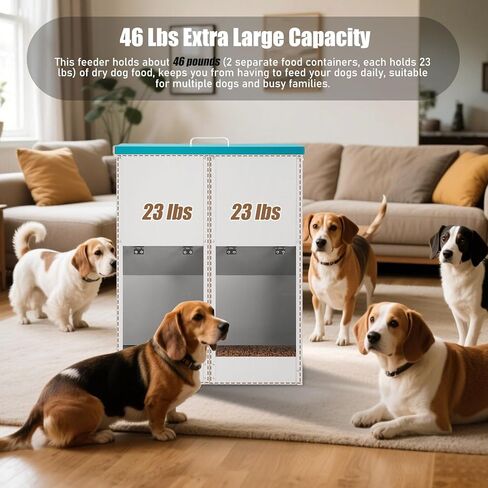 وحدة تغذية أوتوماتيكية للكلاب من الجاذبية لكلبين - لا تحتاج إلى تجميع، سعة 46 رطل، موزع طعام للكلاب ذاتي التغذية من المعدن المجلفن، وحدة تغذية مزدوجة للحيوانات الأليفة للاستخدام الخارجي والداخلي in Kuwait