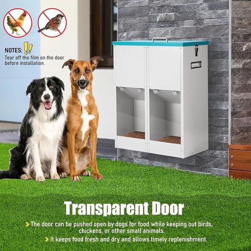 وحدة تغذية أوتوماتيكية للكلاب من الجاذبية لكلبين - لا تحتاج إلى تجميع، سعة 46 رطل، موزع طعام للكلاب ذاتي التغذية من المعدن المجلفن، وحدة تغذية مزدوجة للحيوانات الأليفة للاستخدام الخارجي والداخلي in Kuwait