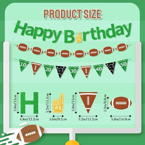 Football Happy Birthday Banner - Pre-strung Party Decorations for Kids Adults, Fantasy Football Theme Yard Sign in Kuwait
