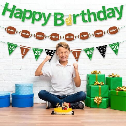 Football Happy Birthday Banner - Pre-strung Party Decorations for Kids Adults, Fantasy Football Theme Yard Sign in Kuwait