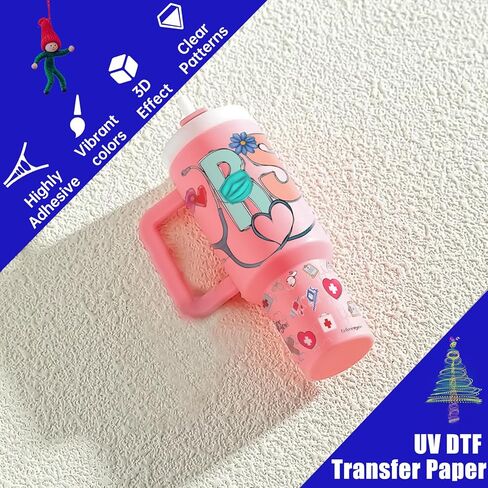 UV DTF Cup Wrap 6 Sheets Nurse Life Rub On Transfer for 40oz Glass Tumbler, Water Bottle in Saudi Arabia