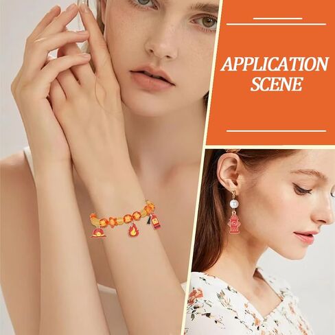 SUNNYCLUE 1 صندوق 24 قطعة 6 أنماط رجال الإطفاء سحر شاحنة إطفاء سحر السائبة سبائك الذهب المعدنية المينا رجل الإطفاء تحت عنوان محركات النار لهب المعلقات لصنع المجوهرات قلادة سوار أقراط الحرف اليدوية DIY in Kuwait