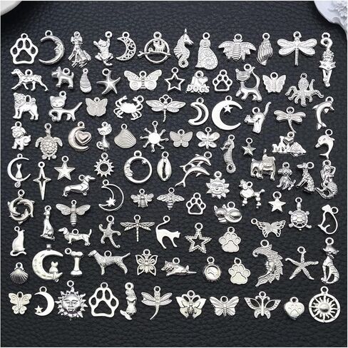 100pcs Mix Alloy Charms for Jewelry Making Bracelet Necklace Beads Findings Mother's Day Valentine's Day in Saudi Arabia
