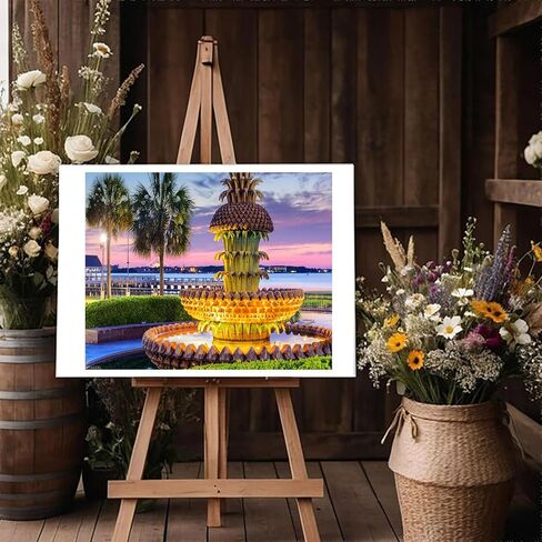 XTXGERL Painting Pineapple Fountain Charleston South Carolina USA Painting by Numbers DIY Unique Canvas Oil Painting Kit Digital Paintings 16x20in in Saudi Arabia