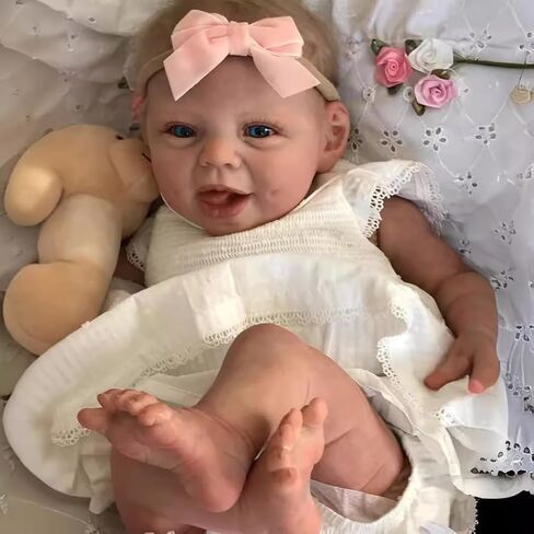 Angelbaby Reborn Realistic Baby Girl Dolls 22 inch Perfectly Cute Soft Silicone Newborn Dolls Open Mouth Real Life Sweet Toddler Doll Soft Cloth Body Reborn Child Doll Toys in Saudi Arabia