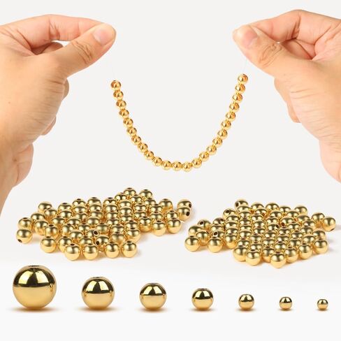 18K Gold Filled Smooth Loose Ball Beads Gold Round Ball Spacer Beads for DIY Bracelet Jewelry Making (2mm-520 pcs) in Saudi Arabia