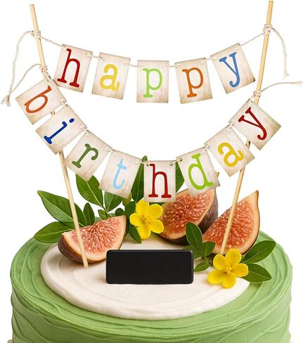 لافتة علوية لكعكة عيد ميلاد سعيد - لافتة علم قوس قزح صغيرة لعيد الميلاد الأول لكعكة الرايات العلوية وعلامة صغيرة لتزيين الحفلات in Saudi Arabia
