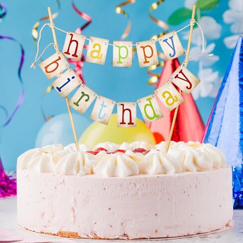 لافتة علوية لكعكة عيد ميلاد سعيد - لافتة علم قوس قزح صغيرة لعيد الميلاد الأول لكعكة الرايات العلوية وعلامة صغيرة لتزيين الحفلات in Saudi Arabia