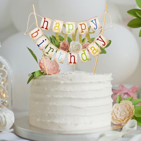 لافتة علوية لكعكة عيد ميلاد سعيد - لافتة علم قوس قزح صغيرة لعيد الميلاد الأول لكعكة الرايات العلوية وعلامة صغيرة لتزيين الحفلات in Saudi Arabia