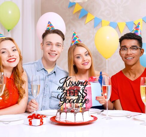 Kissing My Teens Goodbye Cake Topper, Happy 20th Birthday Cake Decor, Funeral for My Youth, Happy 20th Birthday Anniversary Party Decorations Supplies for Adults in Saudi Arabia