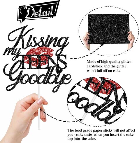Kissing My Teens Goodbye Cake Topper, Happy 20th Birthday Cake Decor, Funeral for My Youth, Happy 20th Birthday Anniversary Party Decorations Supplies for Adults in Saudi Arabia