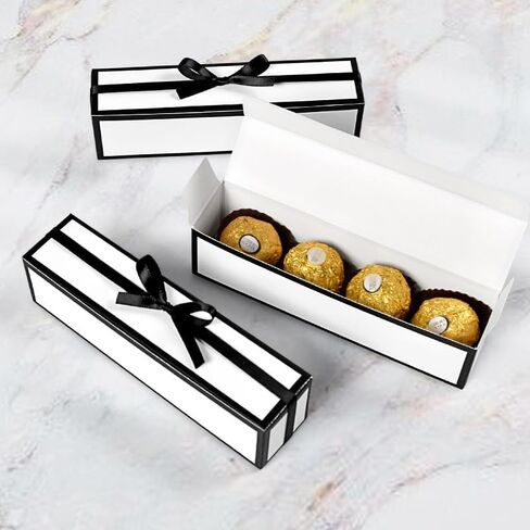 10pcs Elegant Long Rectangular Bowknot Gift Boxes - Foldable Paper Candy & Chocolate Gift Boxe with Ribbon Bows, Decorative Gift Boxe Festive Packaging Christmas Decorative in Saudi Arabia